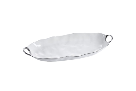 Silver Handle Long  Deep Oval Server