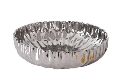 Silver Mascali Large Shallow Bowl