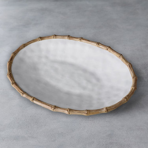 Bamboo Trimmed Large Oval Melamine Platter