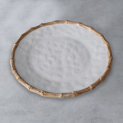 Bamboo Trimmed Large Round Platter