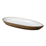 Mango Wood and Enamel Boat Bowl