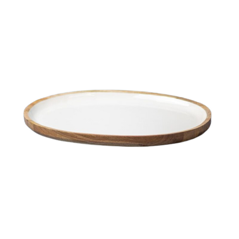 Mango Wood and Enamel Oval Platter